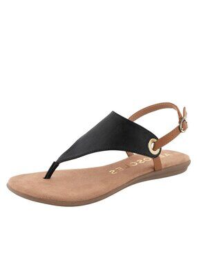 NWT Aerosoles Womens Flat Slingback Thong Sandal Black Combo 10M